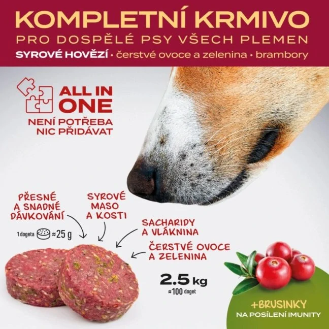 BARF Fitt® hovězí kompletní krmivo, mražené dogety 2,5 kg